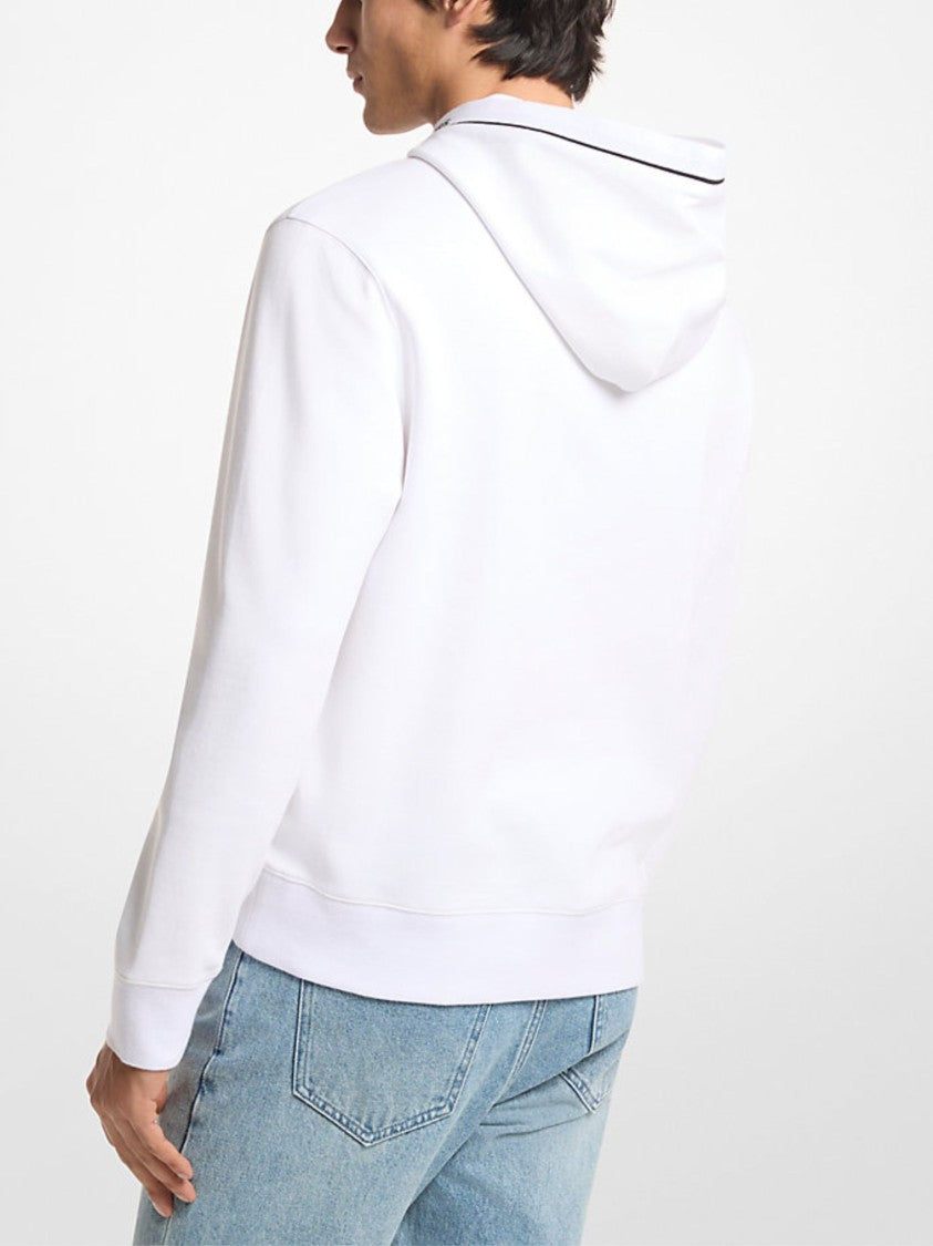 Michael Kors White Hooded Logo Trim Sweatshirt