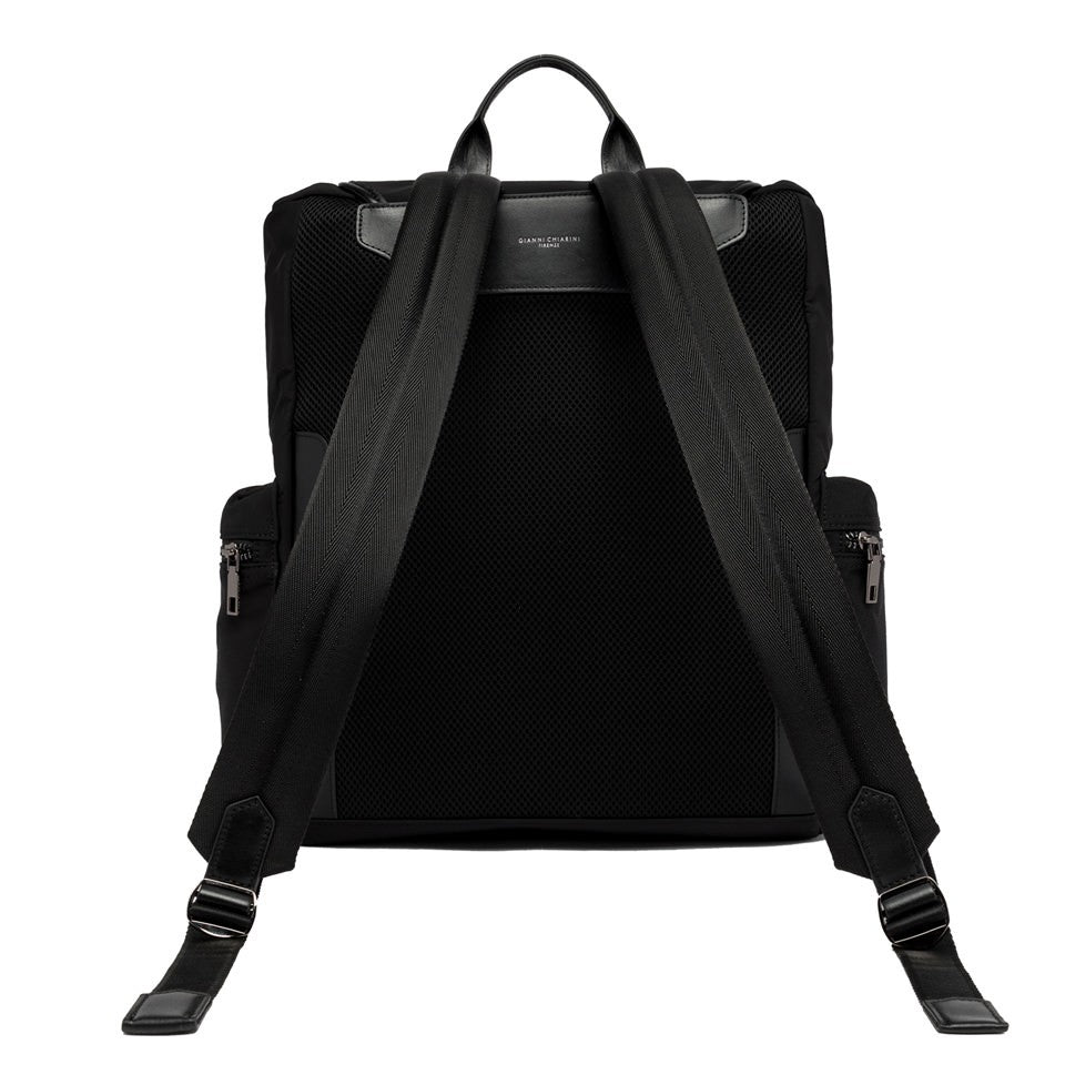 Gianni Chiarini Black Leather Backpack With Flap Closure