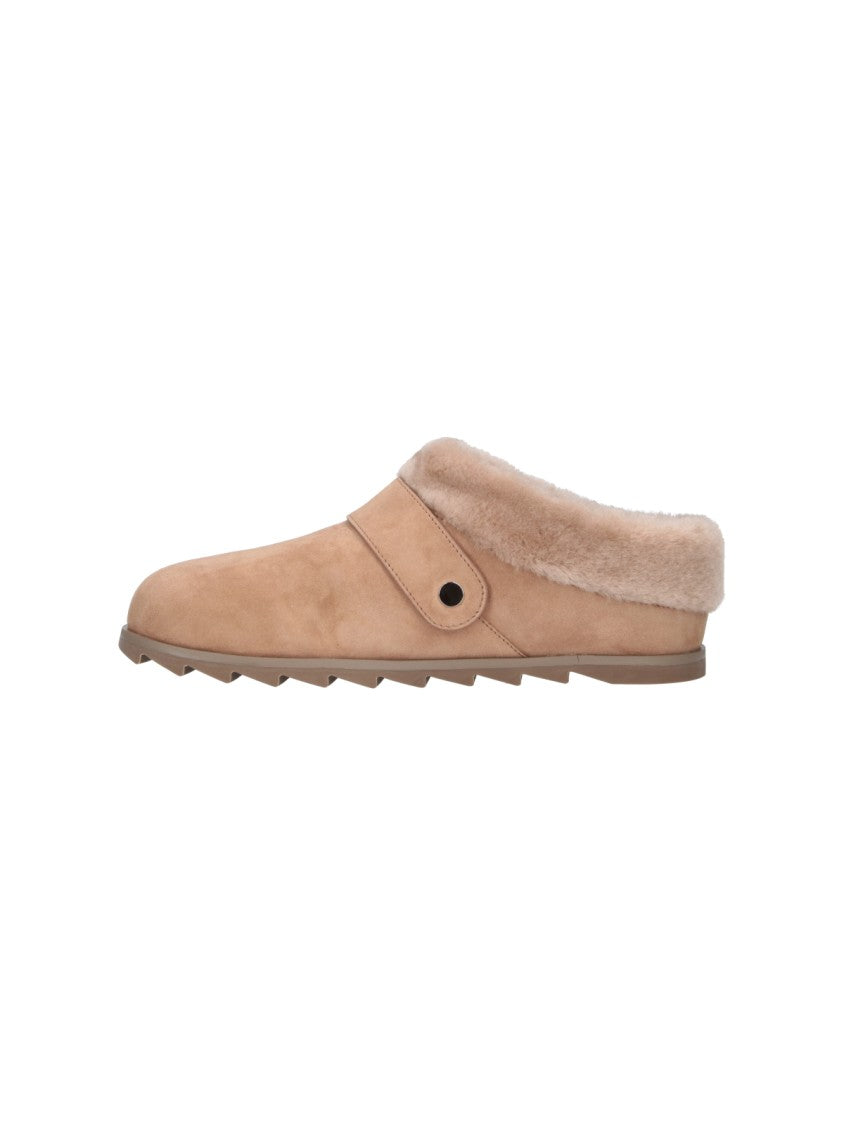 Roger Vivier Brown Slidy Viv Suede Shearling Mules