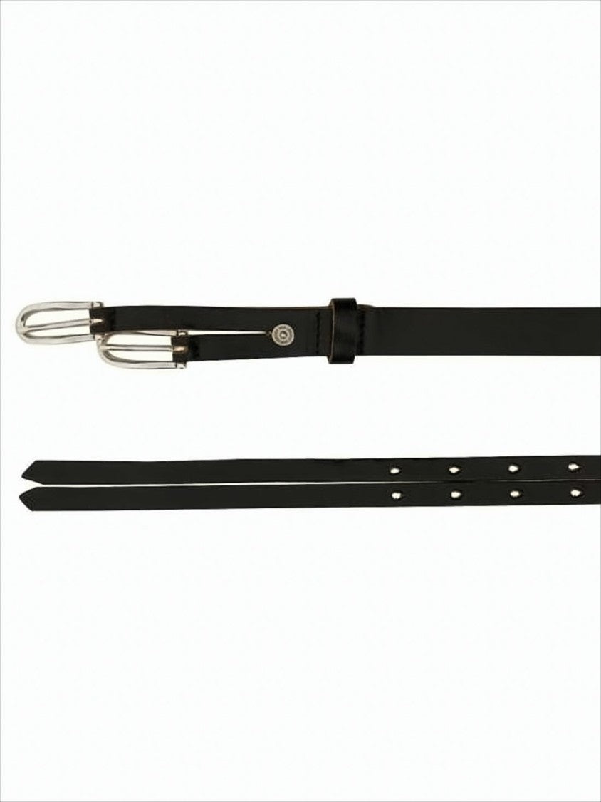 Our Legacy Slim Double-Strap Belt With Silver-Toned Buckles