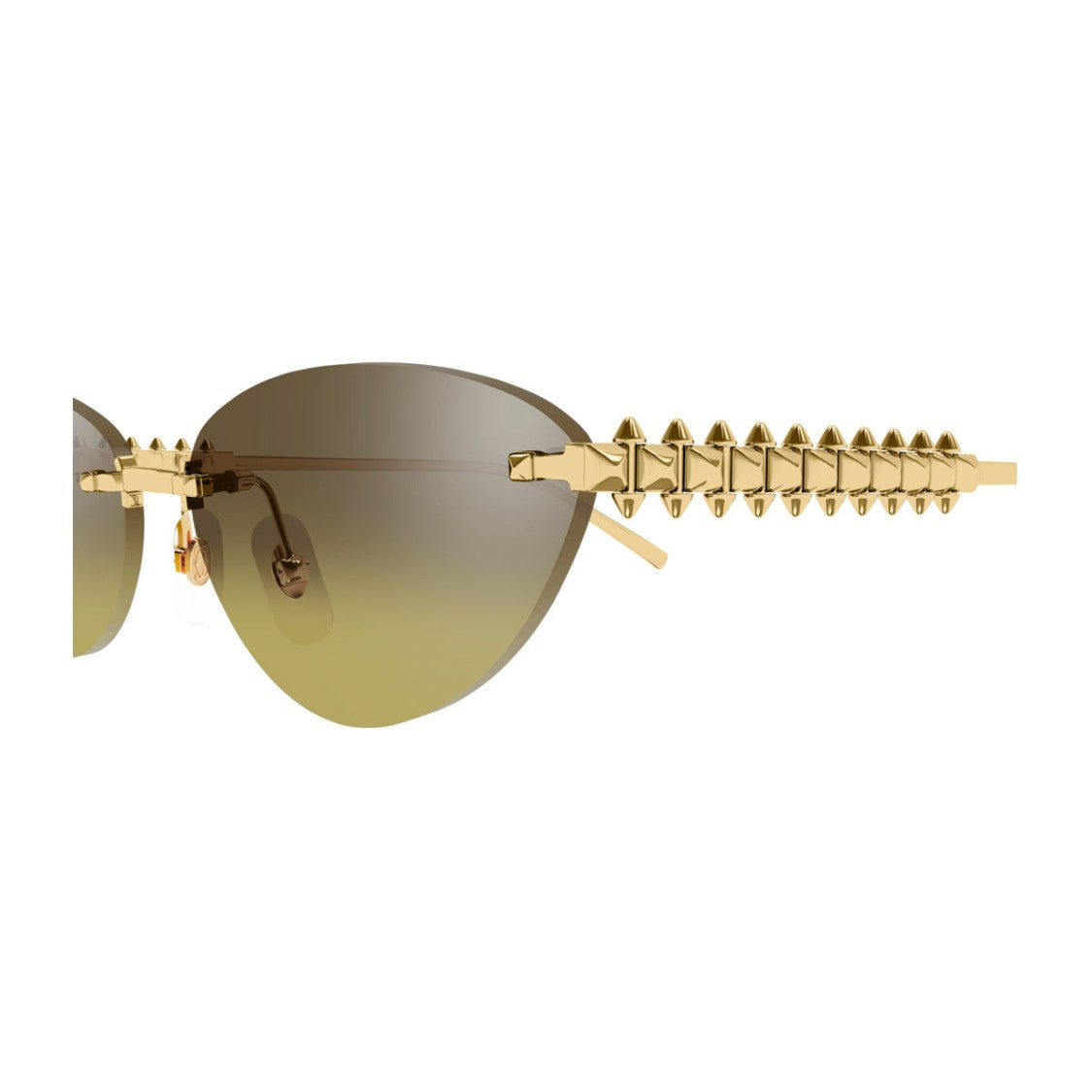 Cartier Gold Brown Cat-Eye Sunglasses With Geometric Detailing