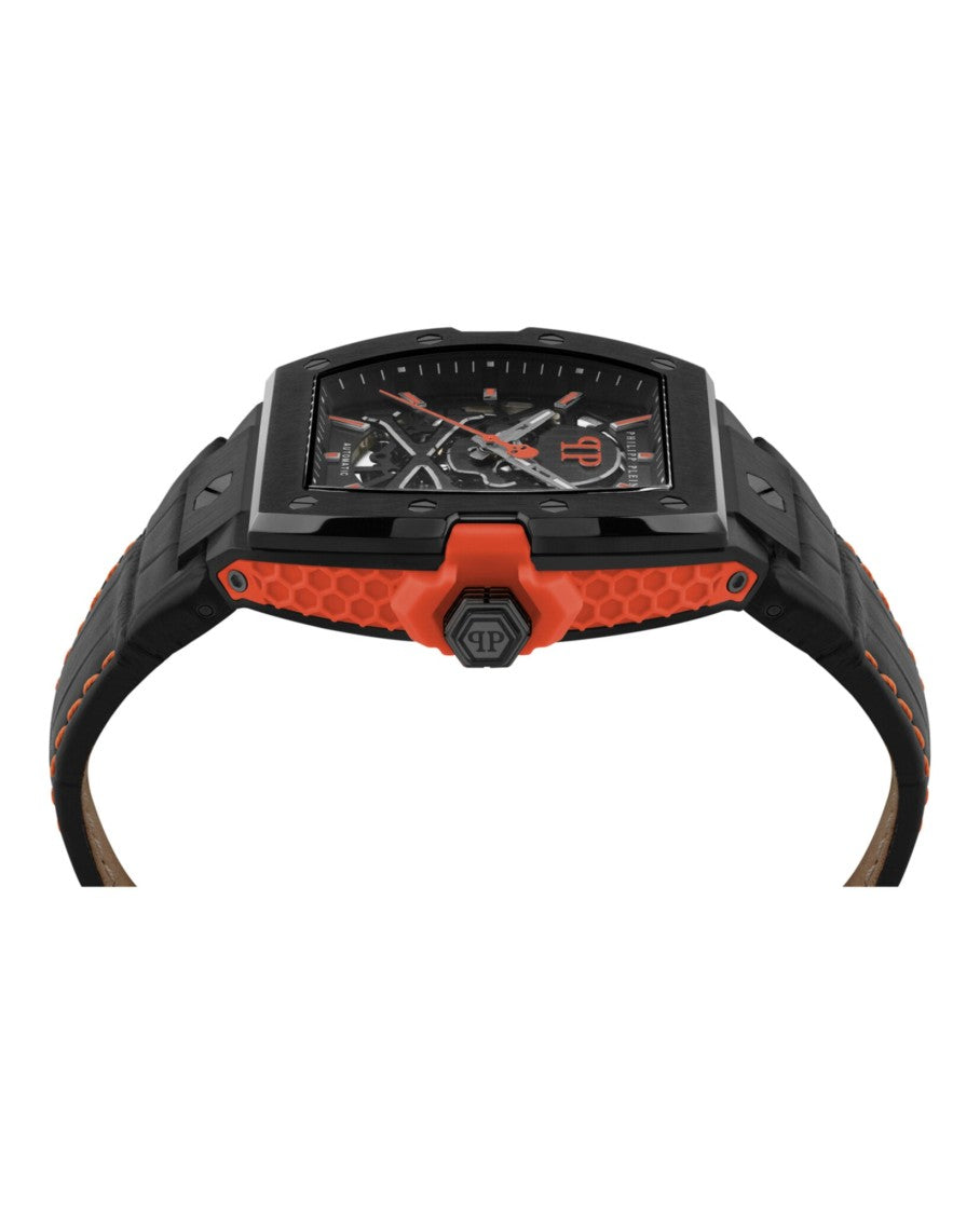 Philipp Plein Aquastorm Silicone Watch With Black Calf Leather Strap