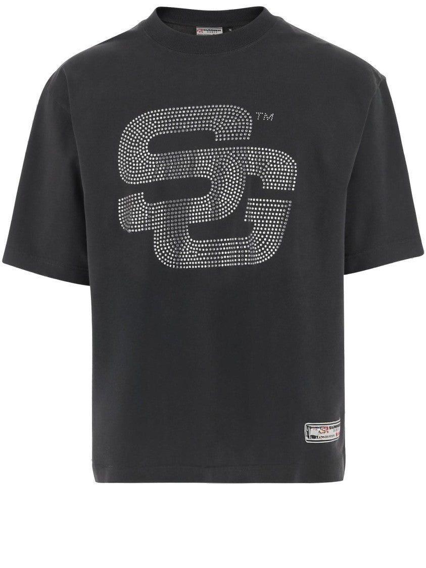 Summer Games Cotton T-Shirt With Rhinestone Logo Detailing