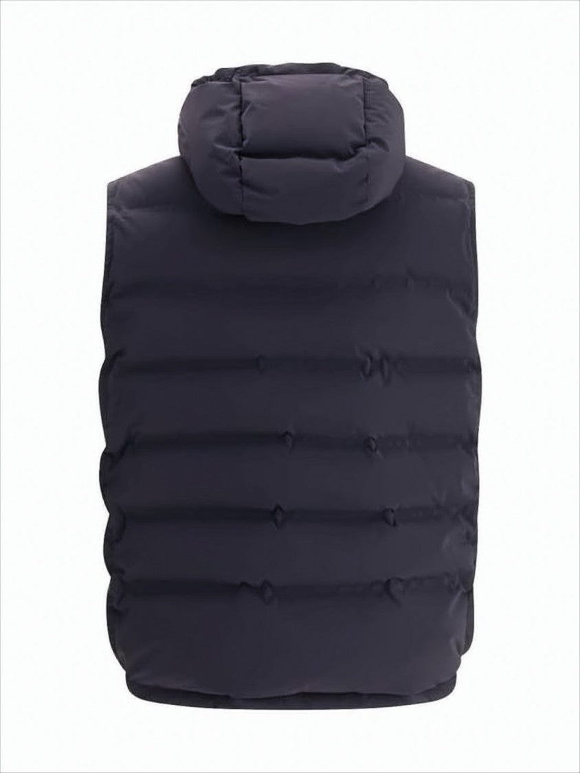 Brunello Cucinelli Padded Black Vest With High Collar