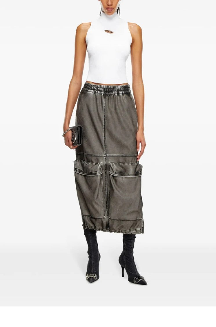 Diesel Ribbed High Neck Sleeveless Top