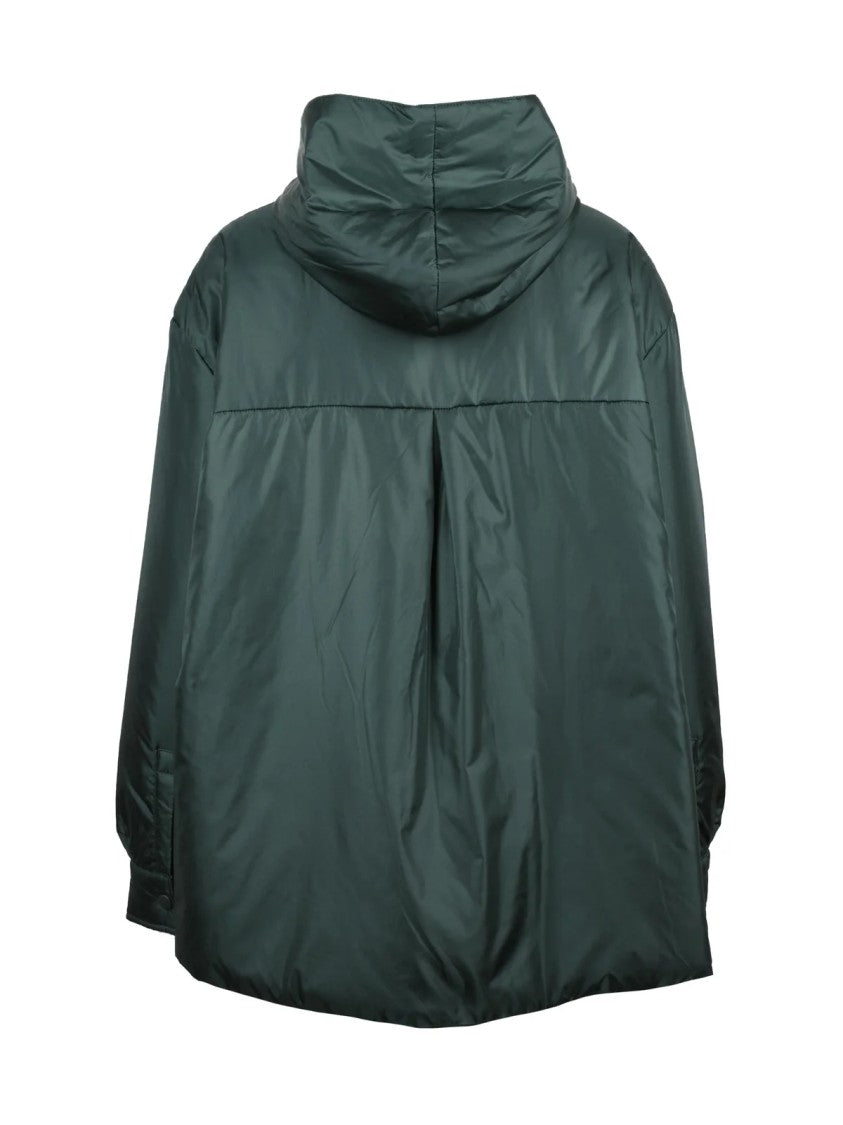 Aspesi Padded Green Down Jacket With Snap Closure And Functional Pockets