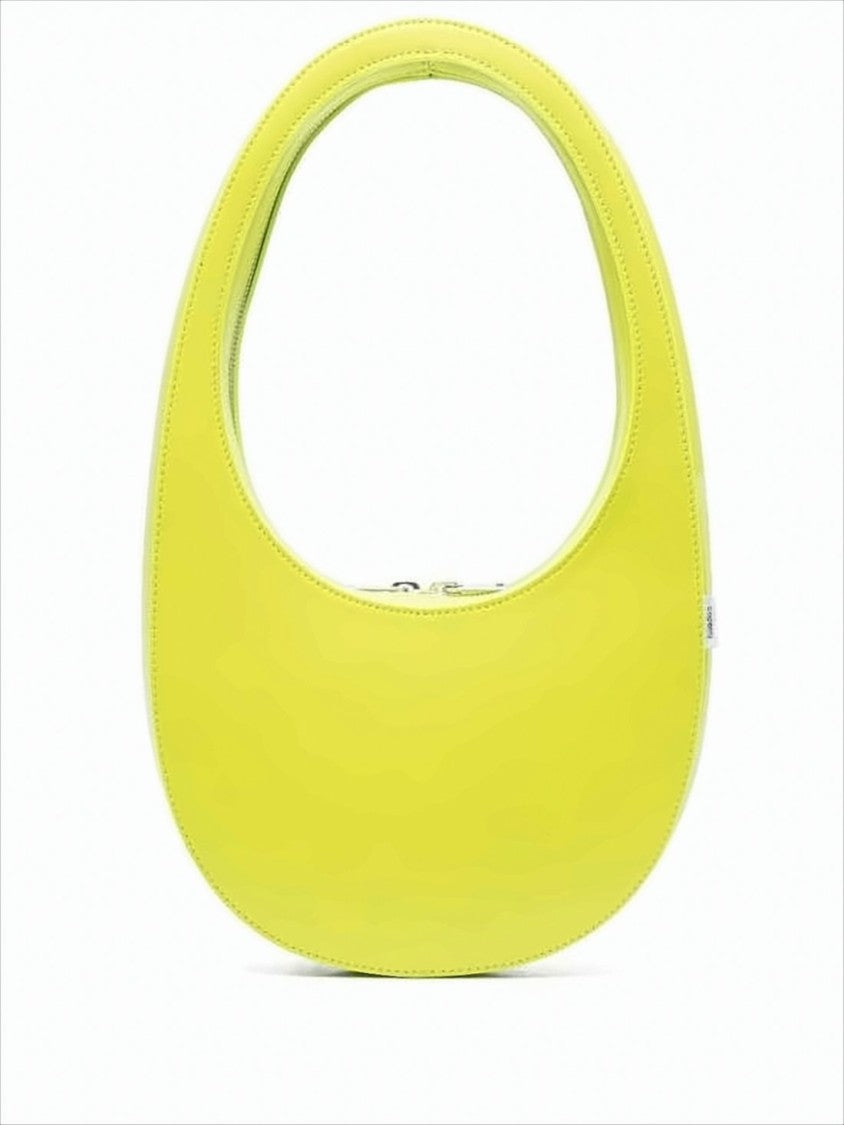 Coperni Crescent-Shaped Yellow Leather Tote Bag