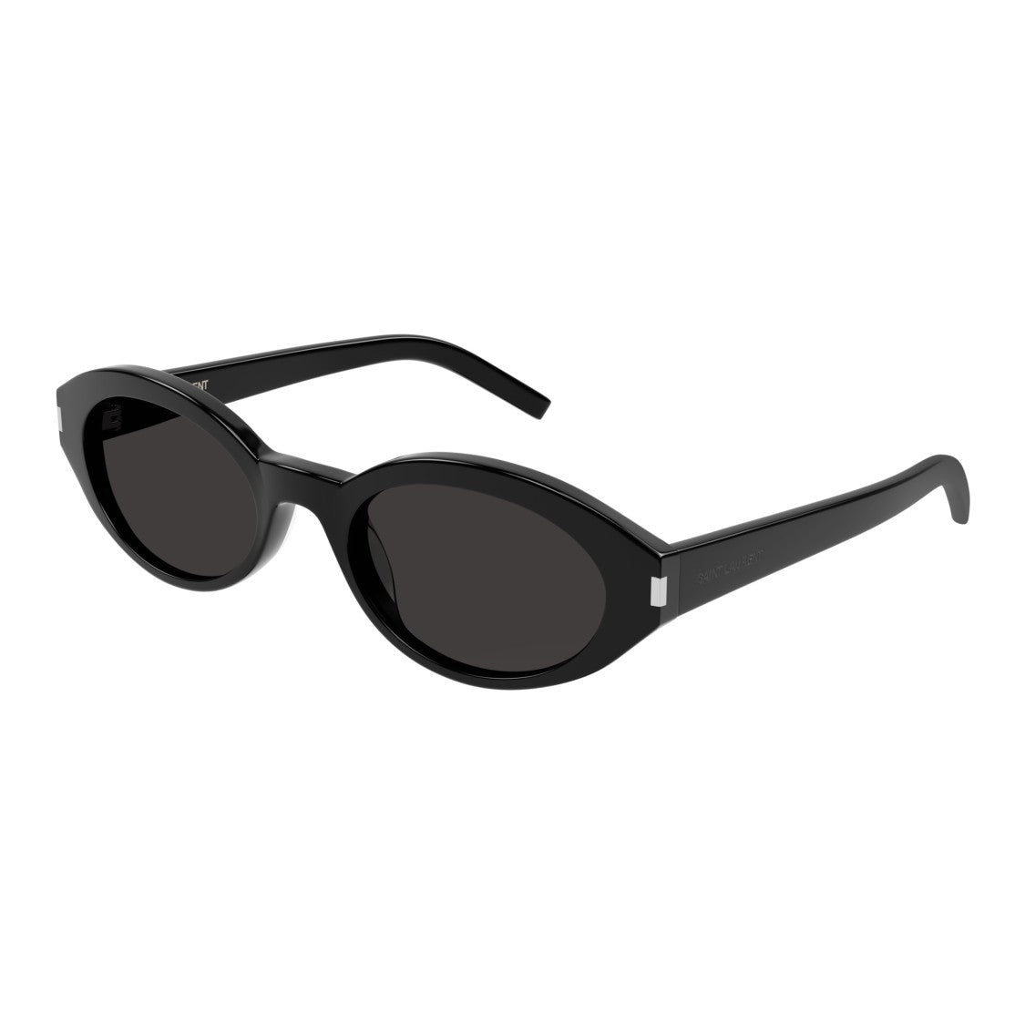 Saint Laurent Oval Frame Sunglasses With Glossy Black Finish