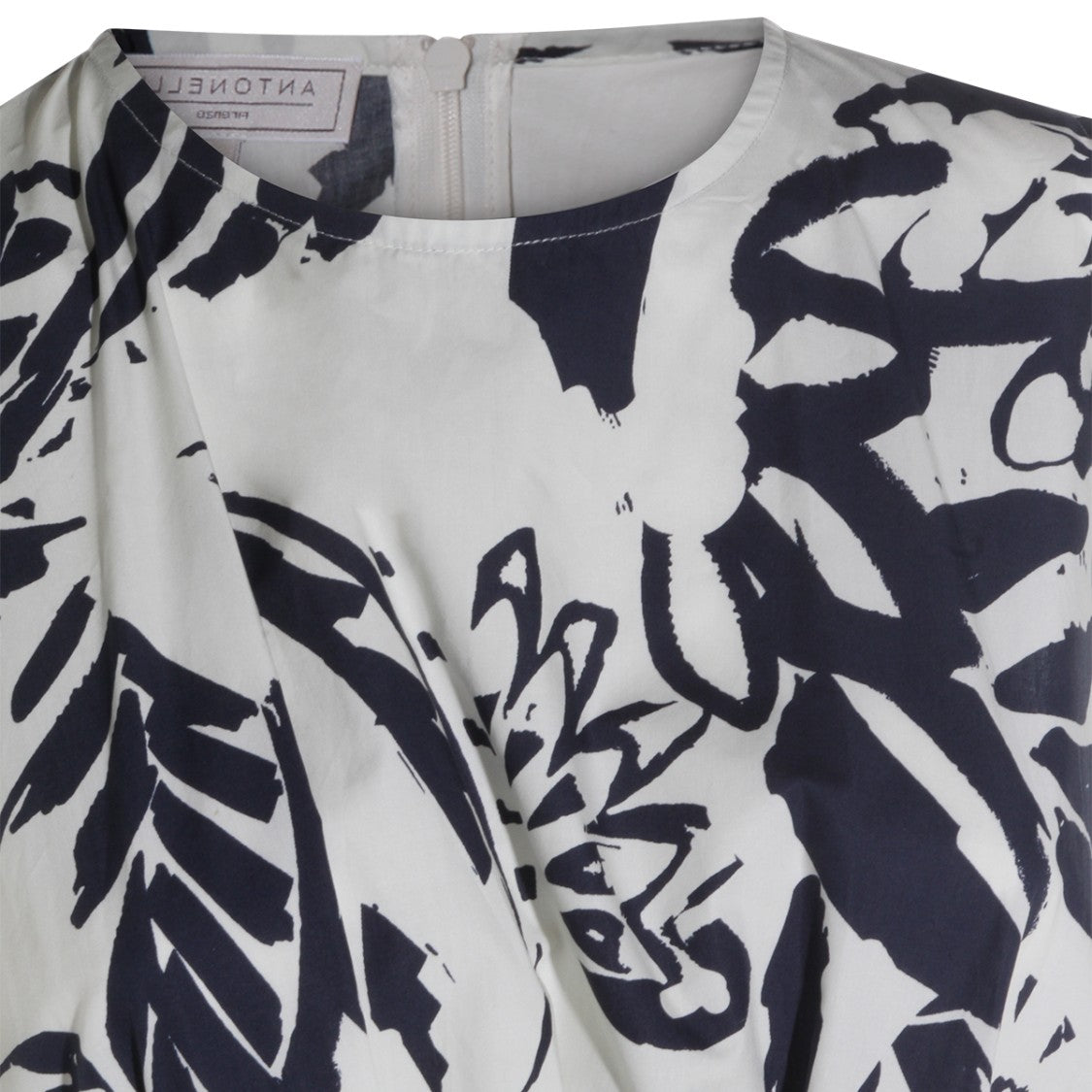 Antonelli Firenze Flowing Midi-Length Dress With Abstract Leaf Pattern