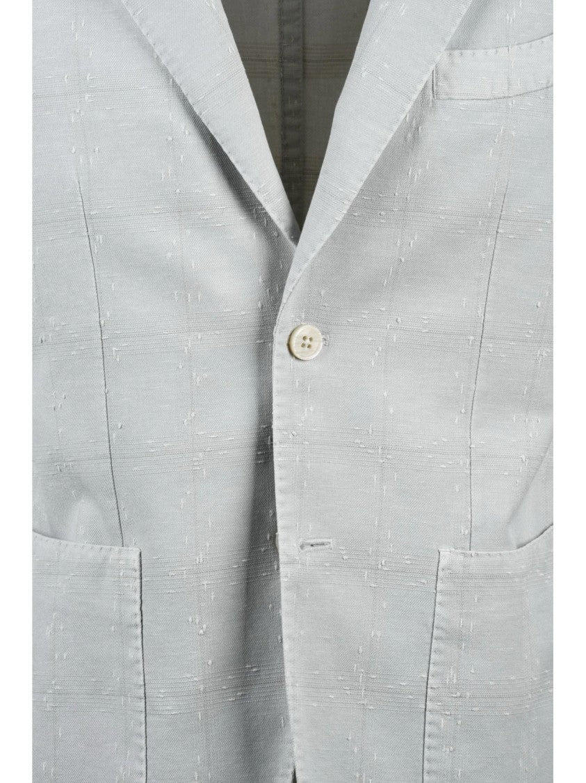 L.B.M. 1911 Light Grey Cotton Linen Polyamide Blazer Jacket