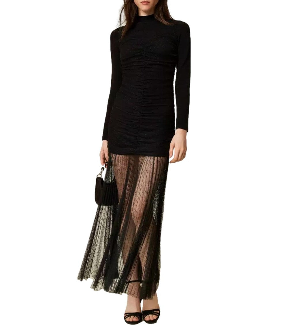 Twin-Set Floor-Length Tulle And Viscose Knit Dress