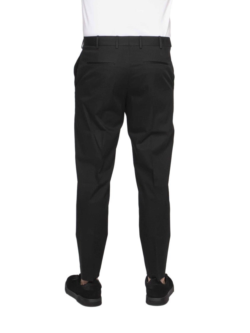 Pt Torino Rebel Black Minimalist Tailored Straight-Leg Pants