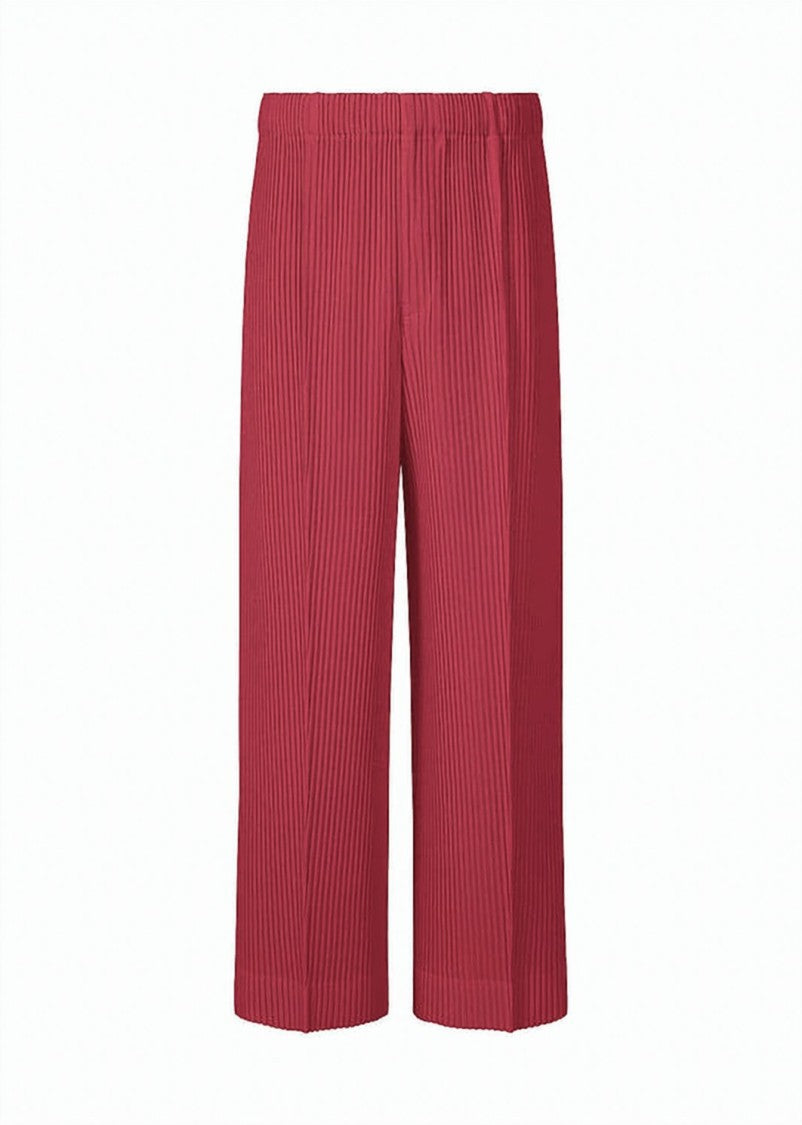 Homme Plissé Issey Miyake Pleated Green Pants With Textured Vertical Stripe