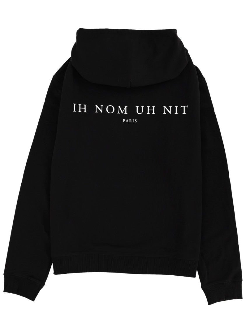 Ih Nom Uh Nit Black Graphic Print Cotton Hooded Sweatshirt
