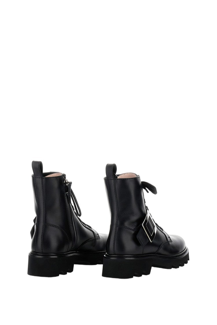 Roger Vivier Smooth Leather Ankle Boots With Lace-Up Closure