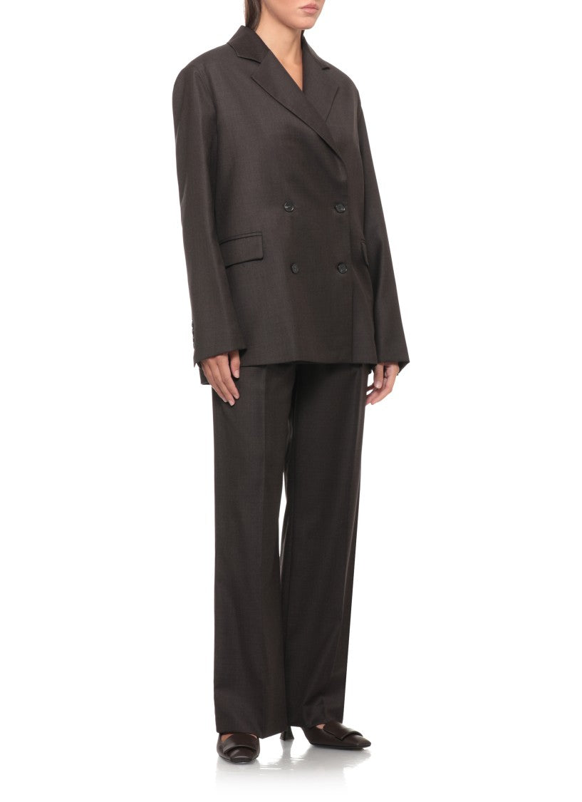 Loulou De Saison Straight-Leg Wool Pants With Structured Waistband