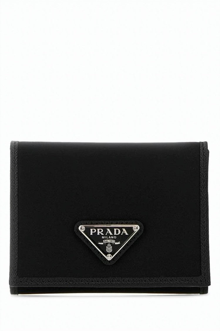 Prada Rectangular Black Wallet With Triangular Metal Logo