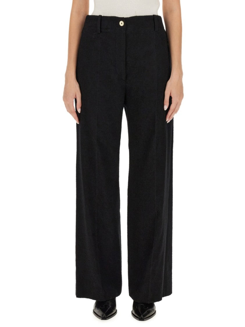 Patou Wide-Leg Black Pants With High Waist
