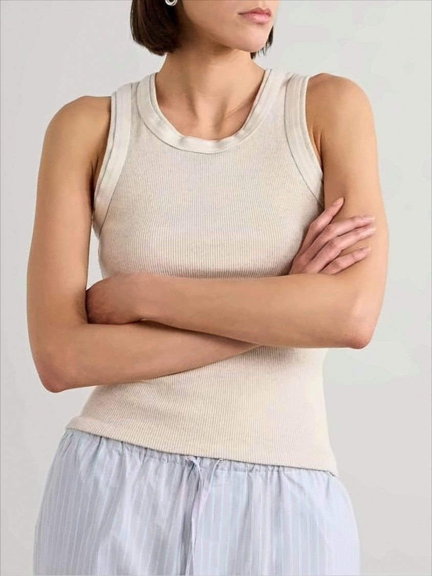 Baserange Sleeveless Ribbed Tank Top With Contrasting Trim