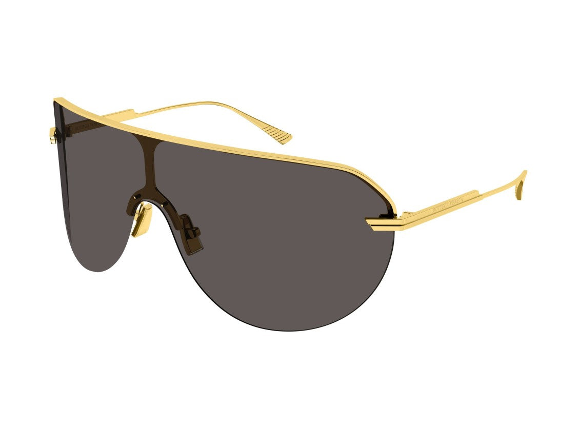 Bottega Veneta Bv1478s Gold Metal Frame Oversized Shield Sunglasses