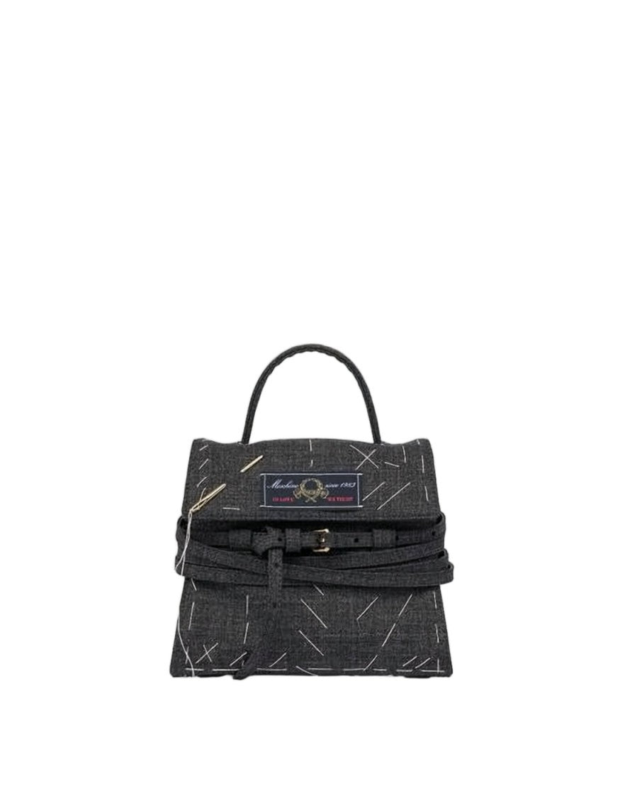 Moschino Textured Black Tote Bag With Gold-Tone Accents