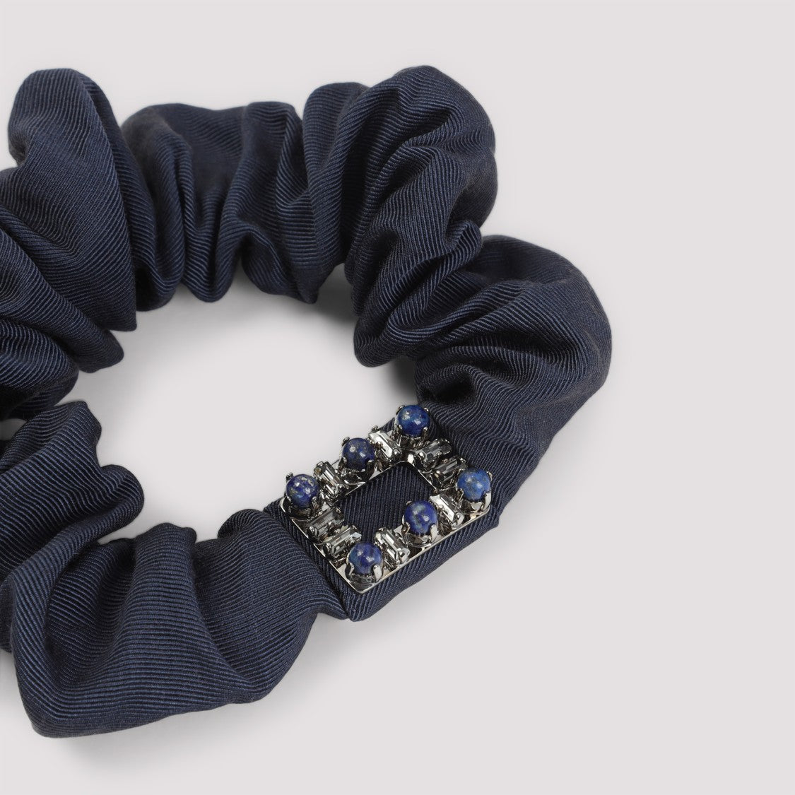 Roger Vivier Tres Vivier Stone Blue Cotton Scrunchie