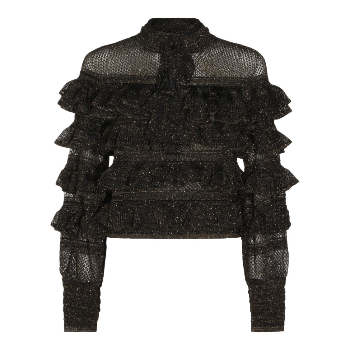 Zimmermann Sheer Textured Top With Ruffled Detailing