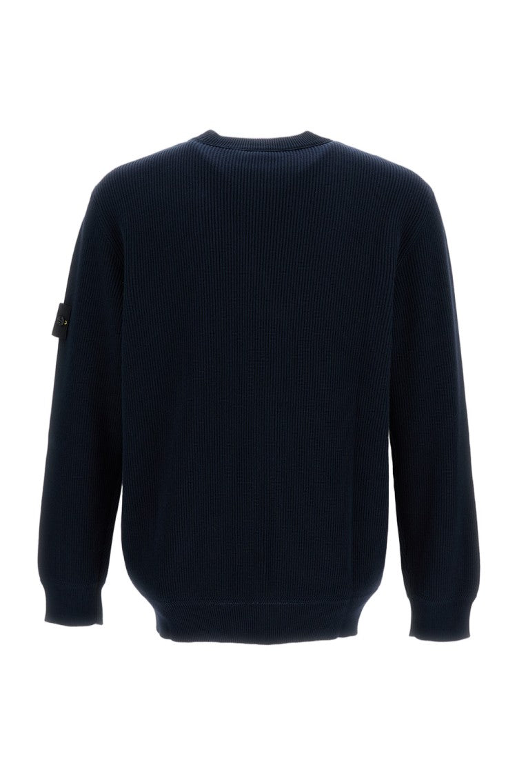 Stone Island Rib-Knit Cotton Crew Neck Sweatshirt