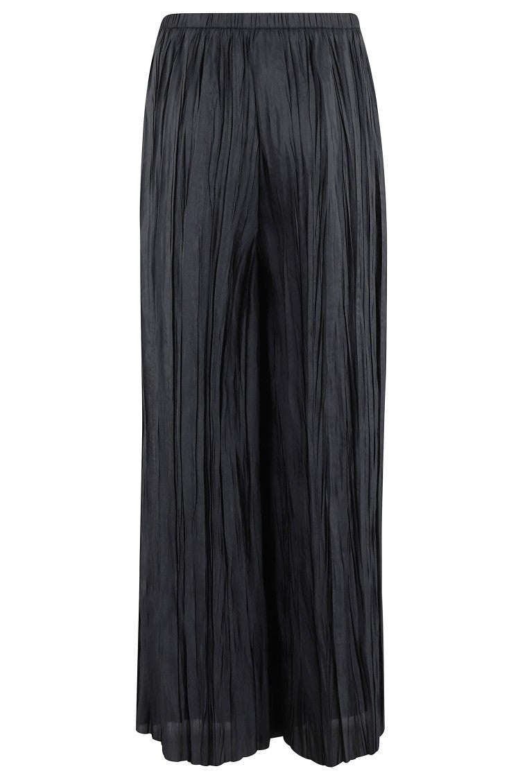 Roberto Collina Wide-Leg Black Pleated Trousers With Elasticized Waistband