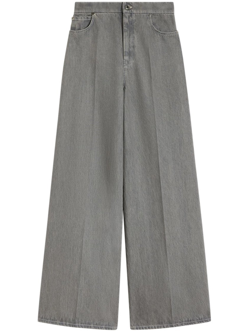 Max Mara High-Waisted Wide-Leg Denim Pants With Vintage Wash