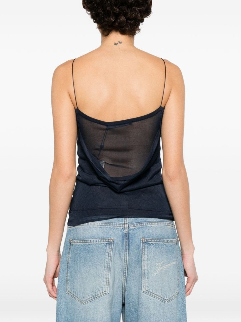 Jacquemus Blue Polka Dot Spaghetti Strap Top