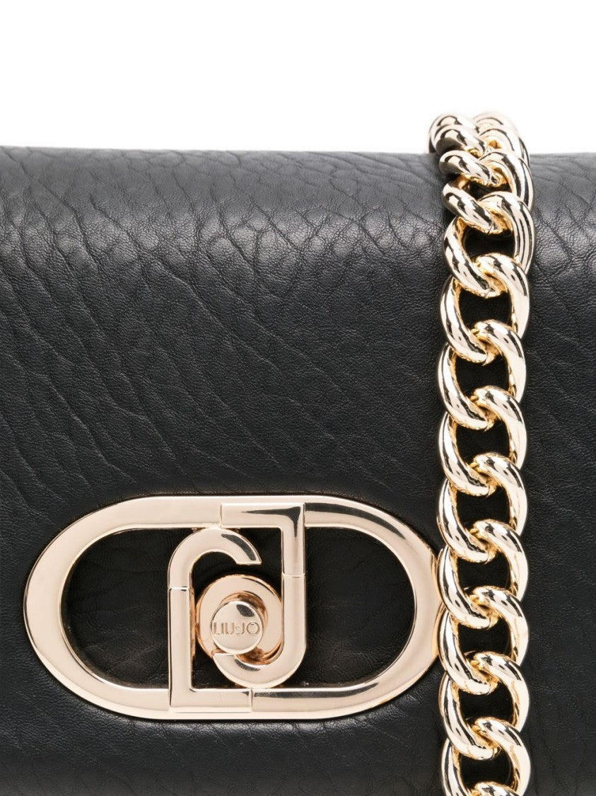 Liu Jo Textured Black Handbag With Gold-Tone Hardware