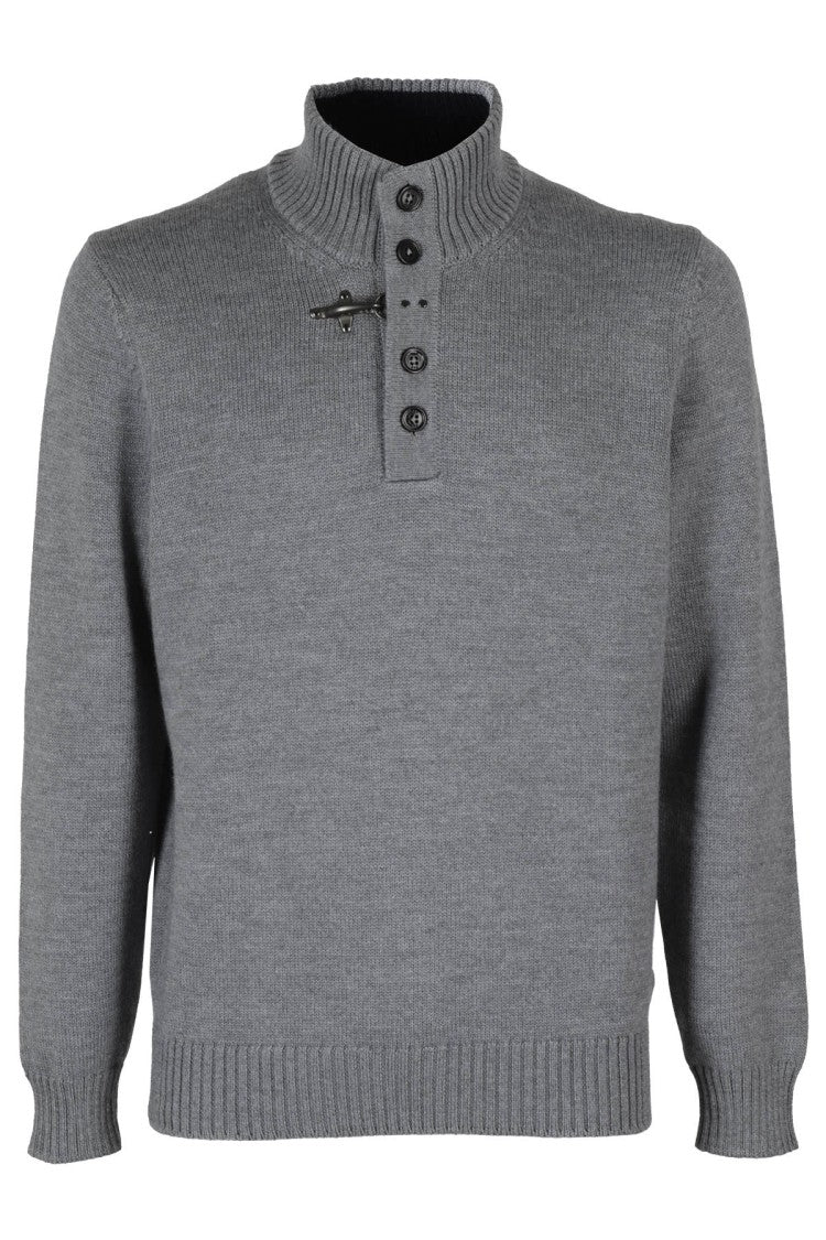 Fay Virgin Wool Hook Mock Neck Coat