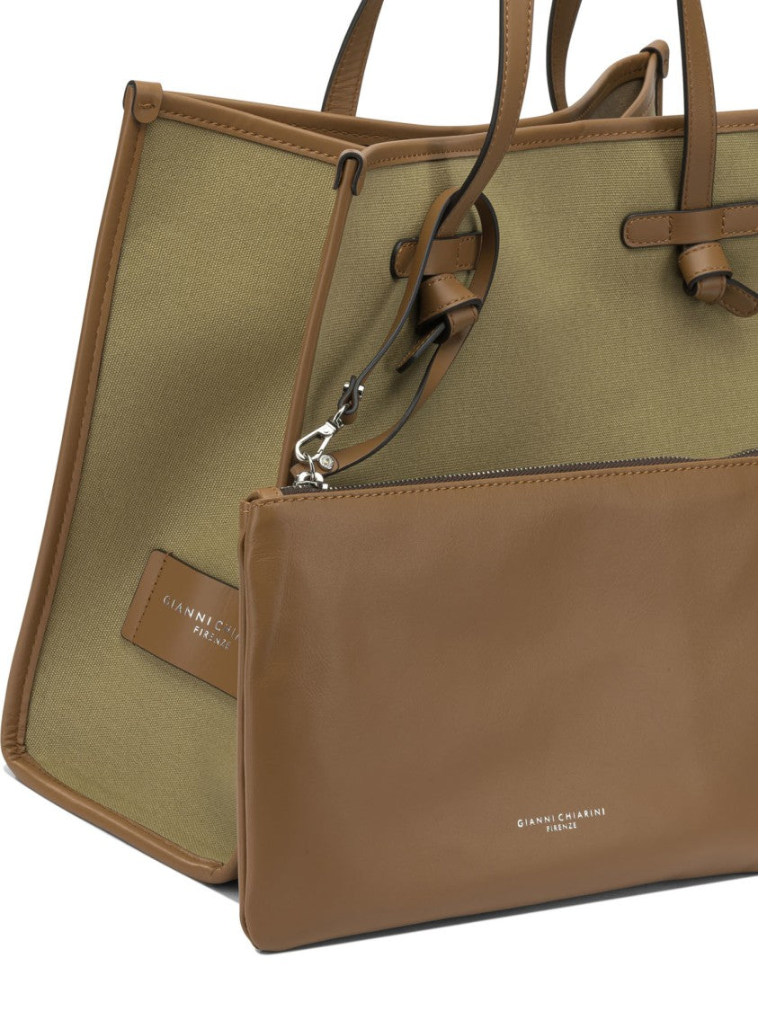 Gianni Chiarini Green Canvas And Leather Shoulder Bag