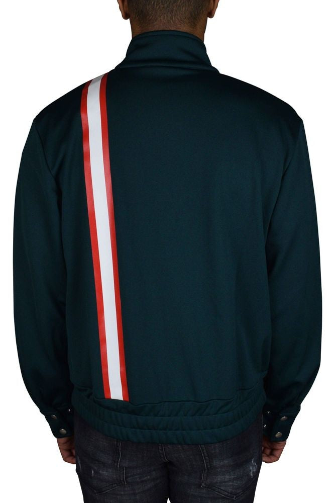 Palm Angels High Collar Green Vest With Zipper Closure