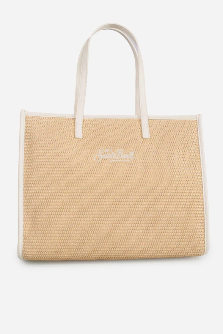 Mc2 Saint Barth Rectangular Woven Tote Bag With Embroidered Detail