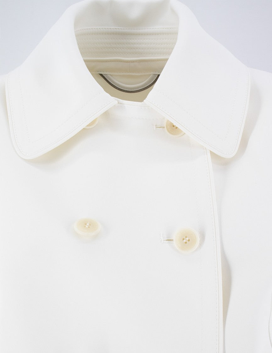 Ermanno Scervino Double-Breasted Off-White Coat With Logo Buttons