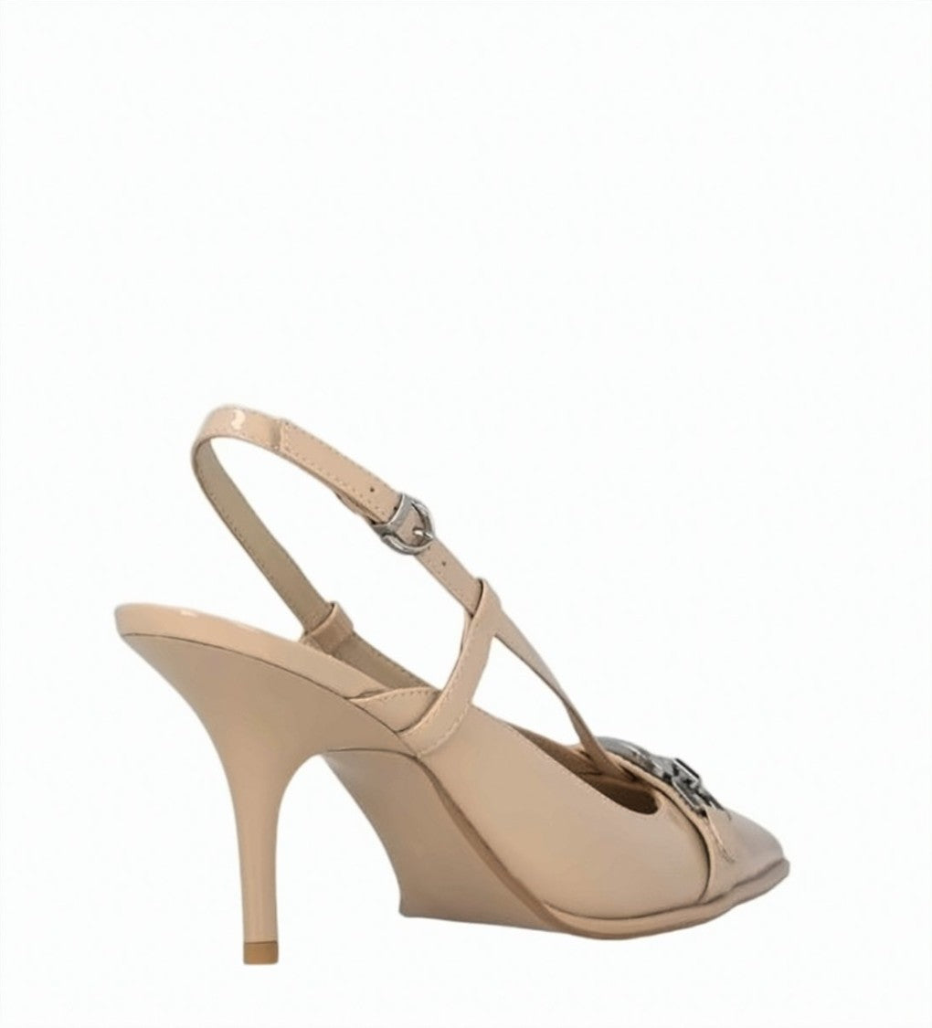 Pinko Beige Leather Pointed Pumps