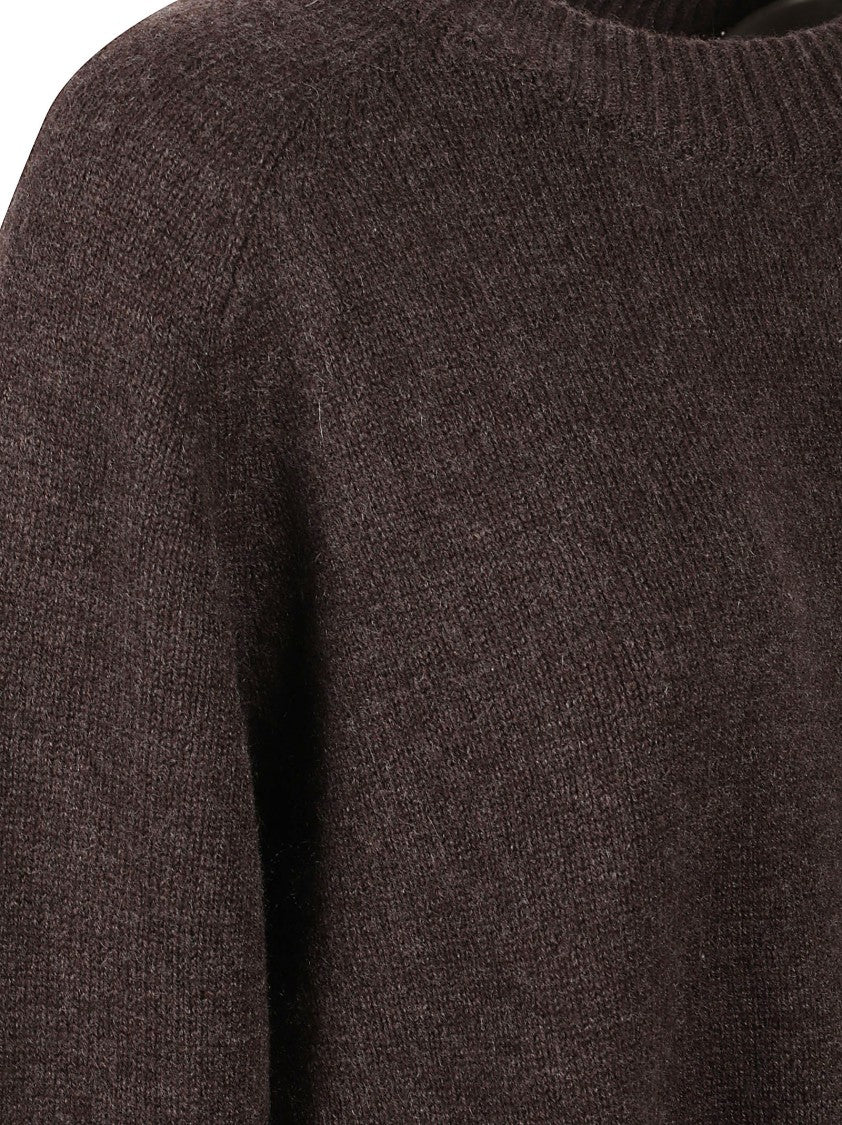 Anaii Relaxed Fit Brown Crew Neck Sweater With Ribbed Cuffs