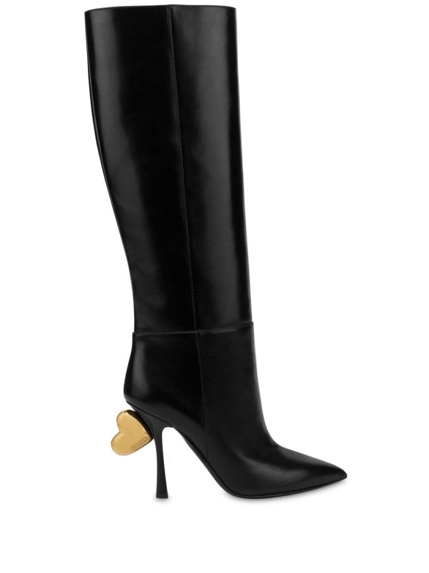 Moschino Knee-High Black Calf Leather Boots