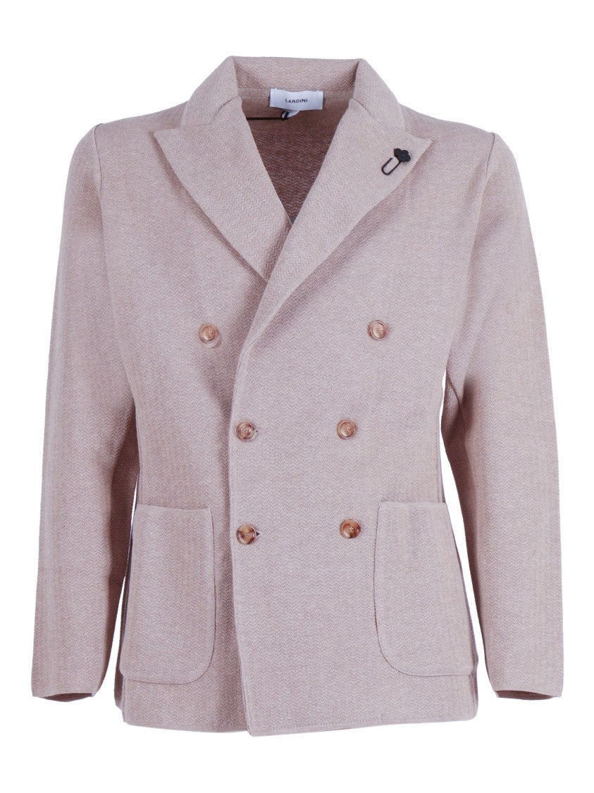 Lardini Double Breasted Textured Knit Blazer
