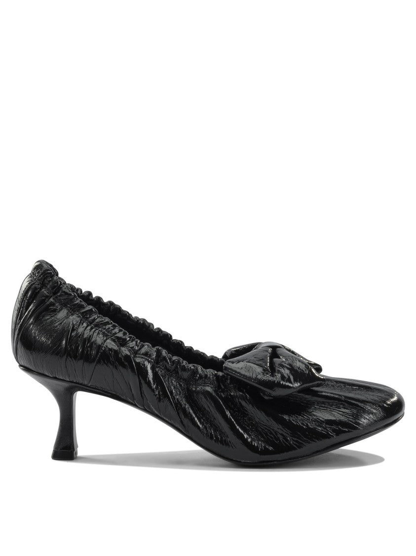 Acne Studios Glossy Black Heeled Shoes With Ruched Details