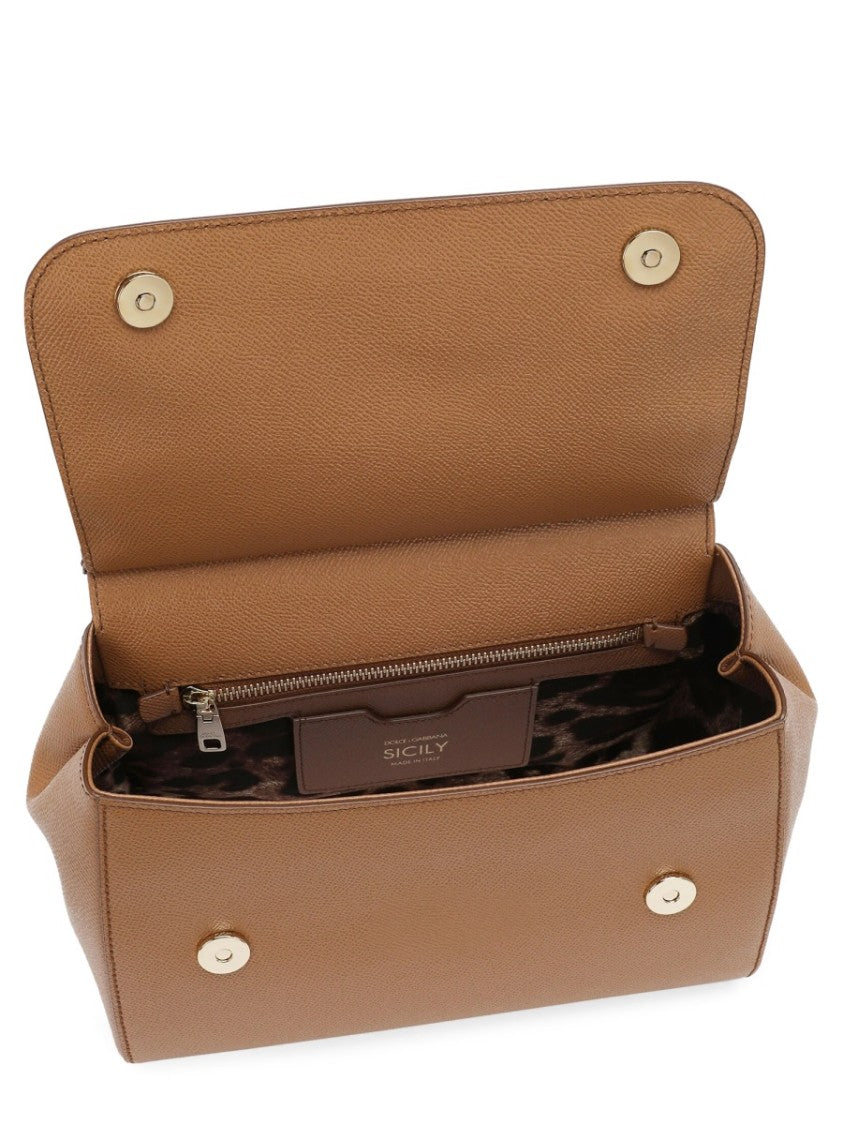 Dolce & Gabbana Structured Large Handbag With Textured Leather And Detachable Shoulder Strap
