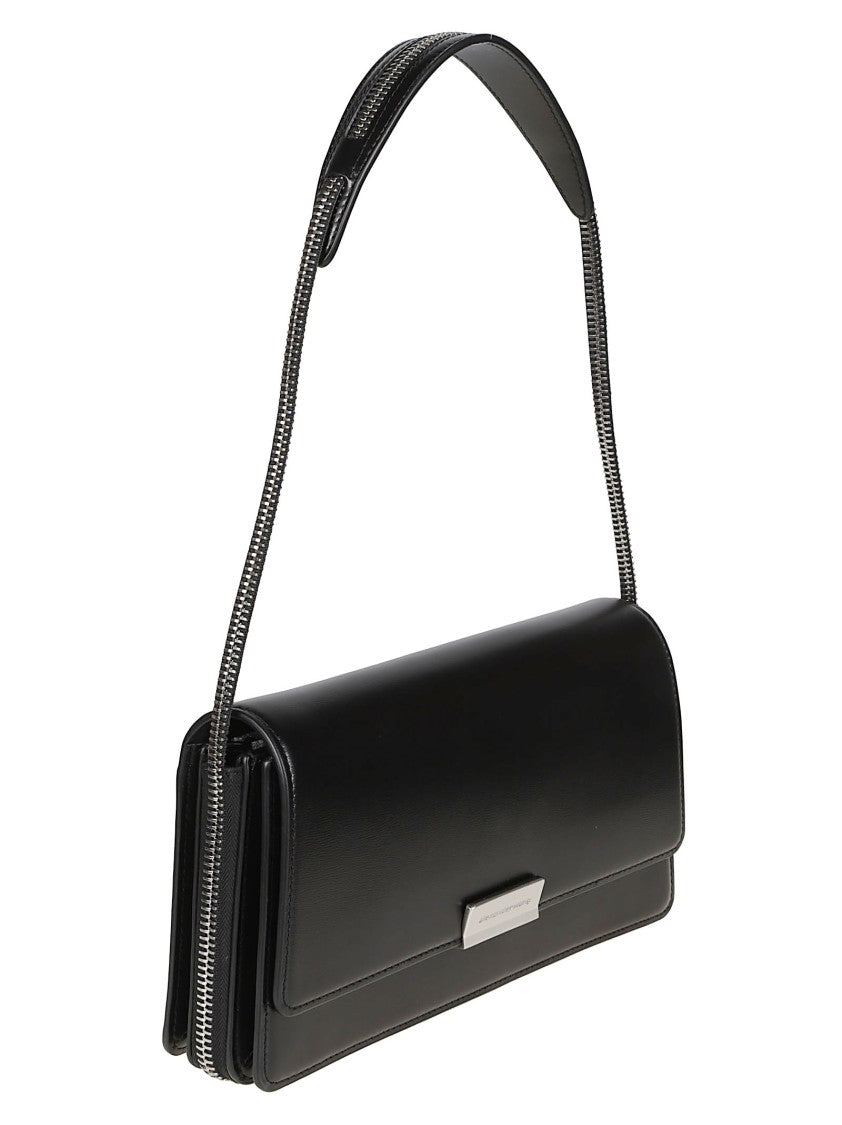 Alexander Wang Black Siren Medium Flap Cow Leather Shoulder Bag