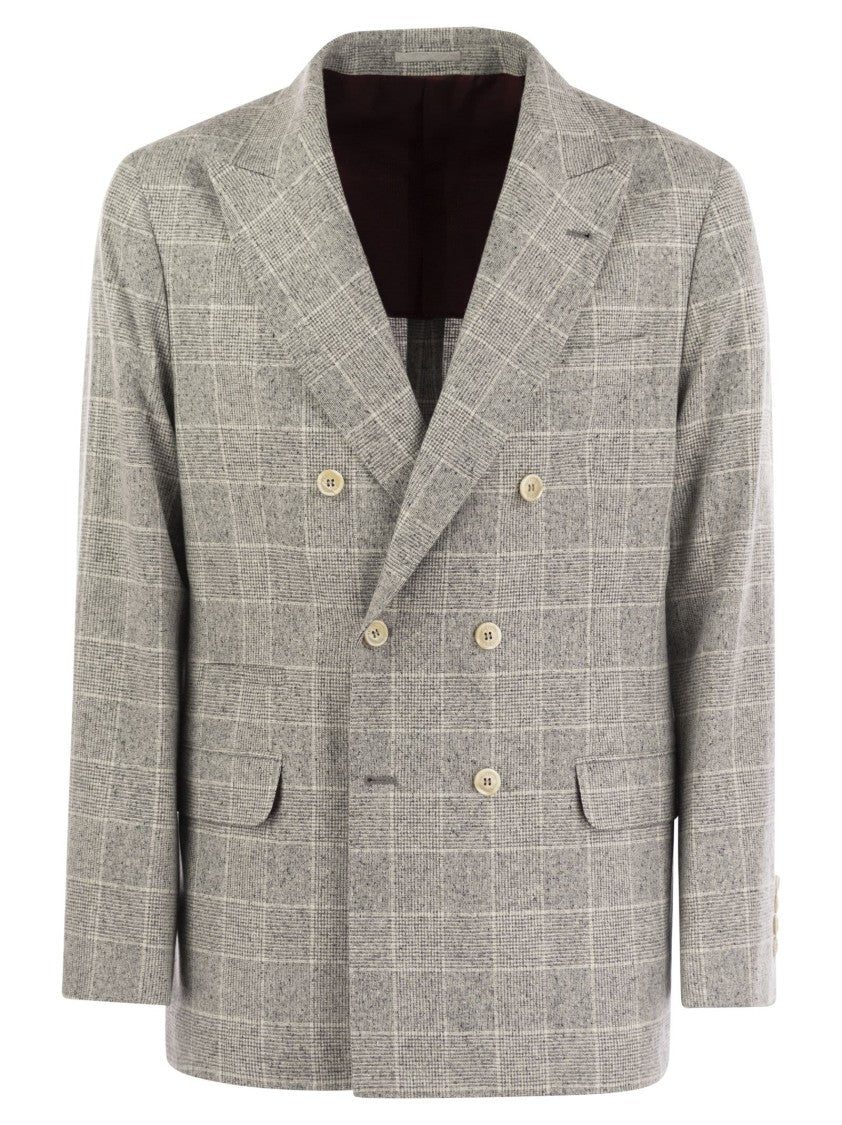 Brunello Cucinelli One-And-A-Half-Breasted Deconstructed Jacket In Prince Of Wales