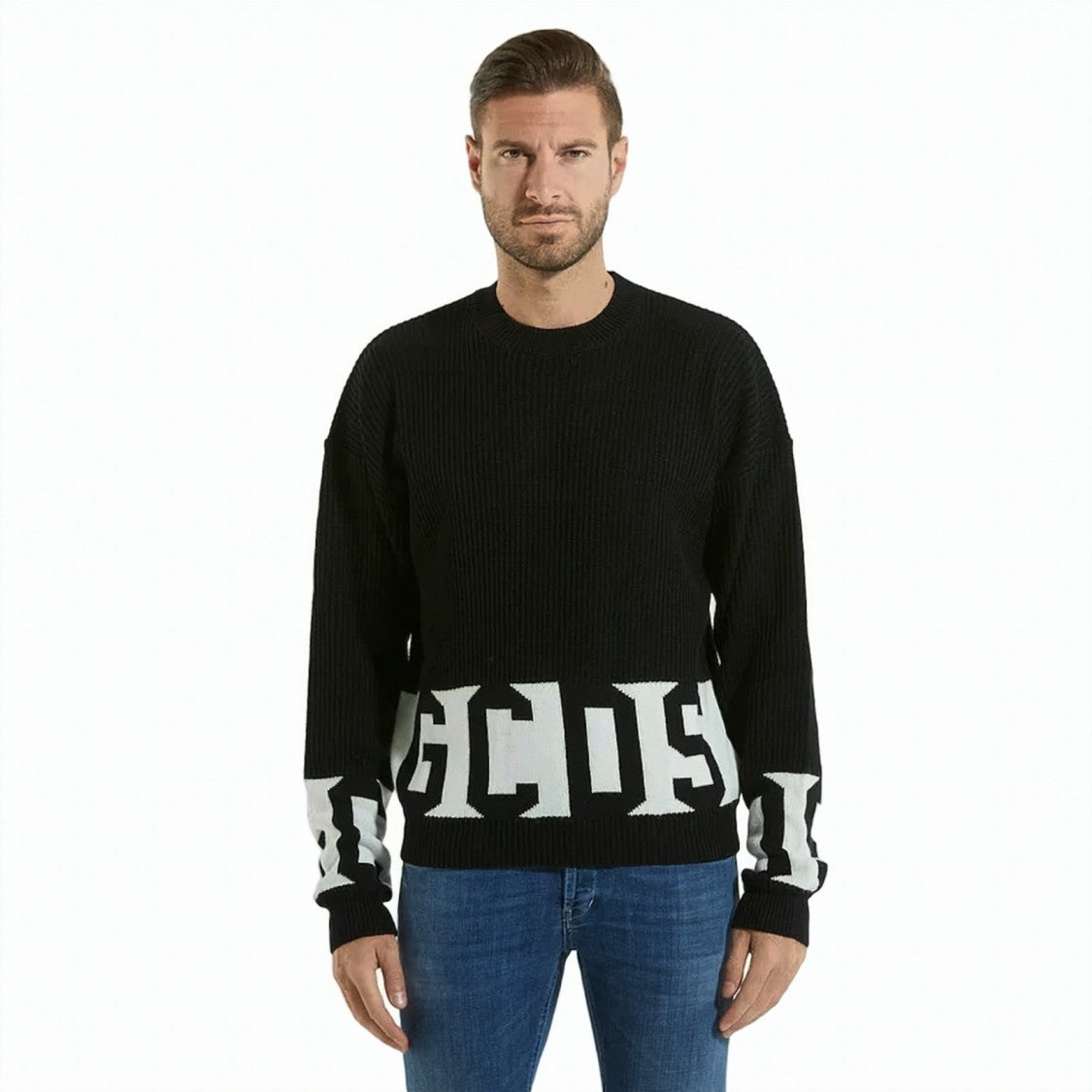 Gcds Ribbed Black Knit Sweater