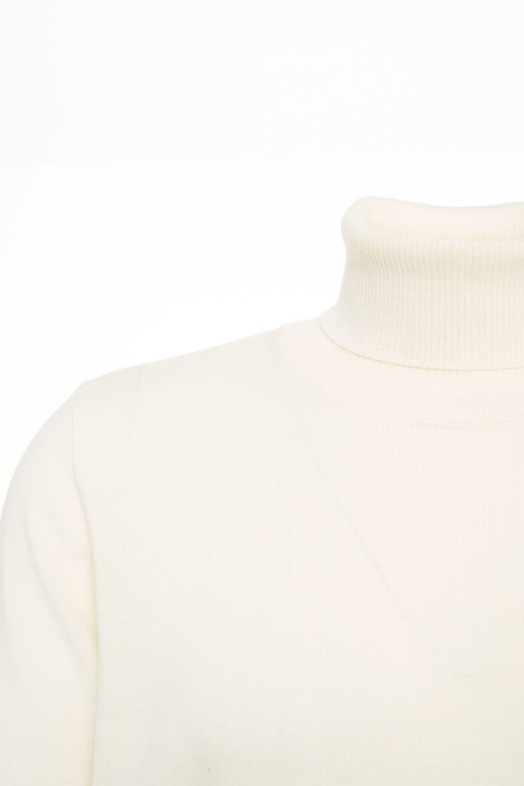 Stone Island Fitted Off-White Turtleneck Sweater With Logo Detail