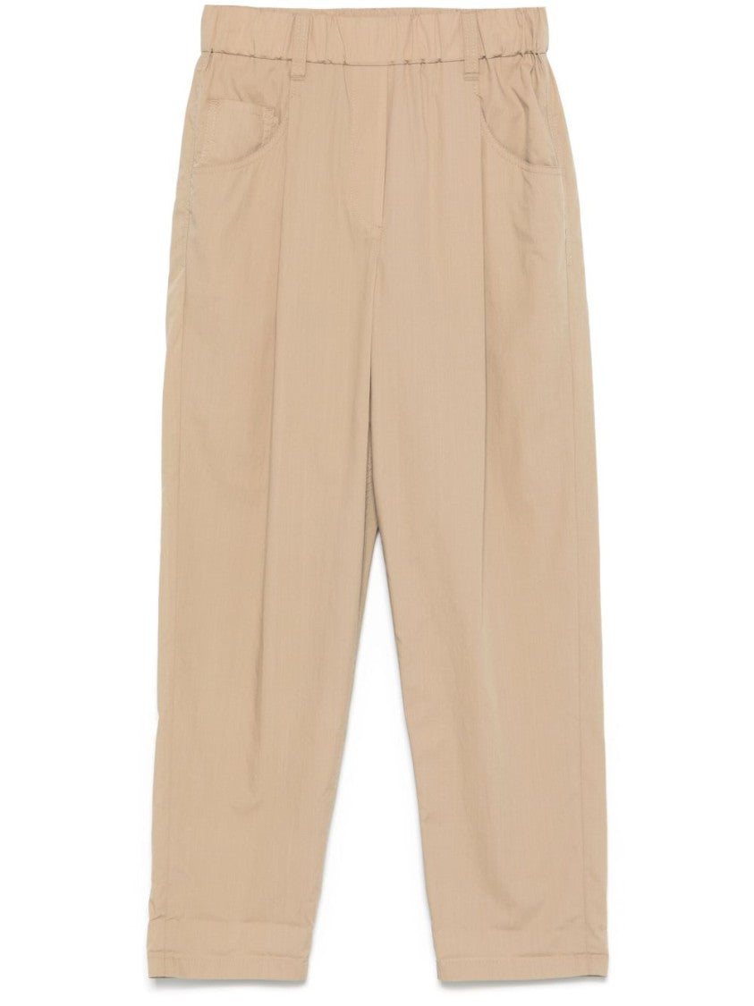 Brunello Cucinelli Light Brown Trousers With Elasticated Waistband