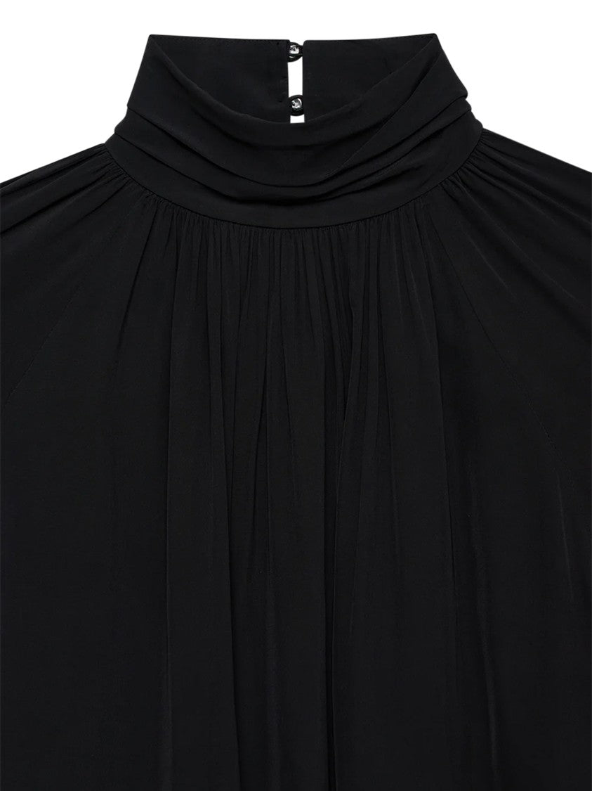 Anine Bing Gathered Neckline Knit Sweater With Dramatic Sleeves