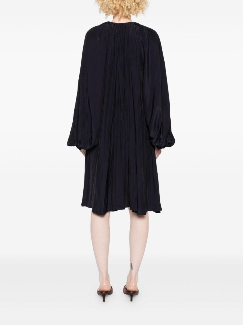 Lanvin Dark Purple Button Front Long Dress